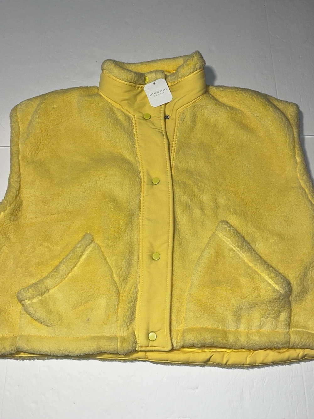 Altar'd State Butter Yellow Fleece Vest Size XL Brand new with tags